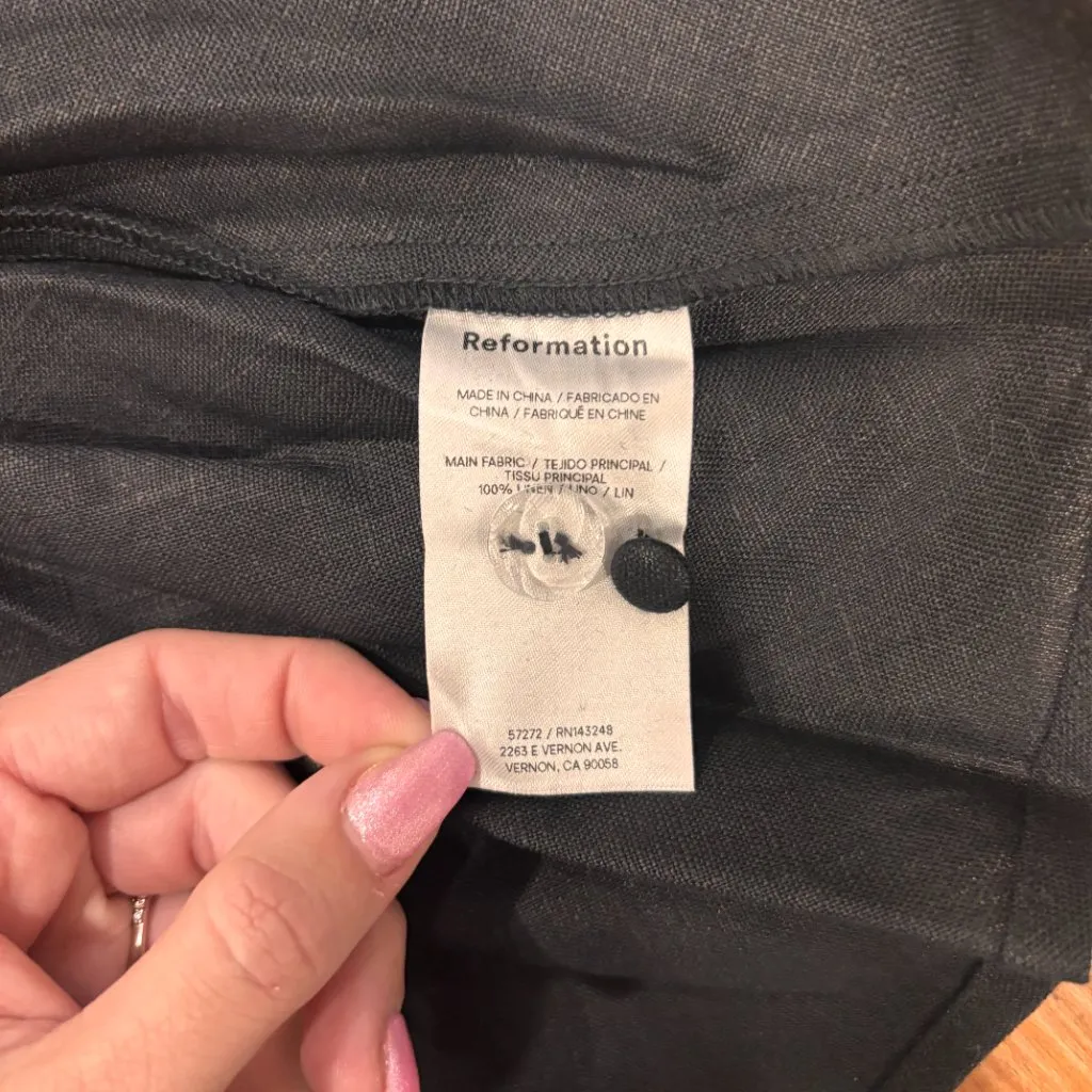 Reformation Bekki Linen Dress Womens Size 8 Black White 100% Linen Midi SOLD OUT - Image 6