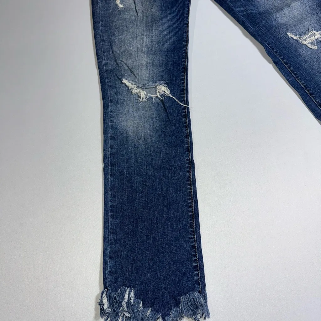 KanCan Fringed Hem Jeans 25 Blue - Image 3