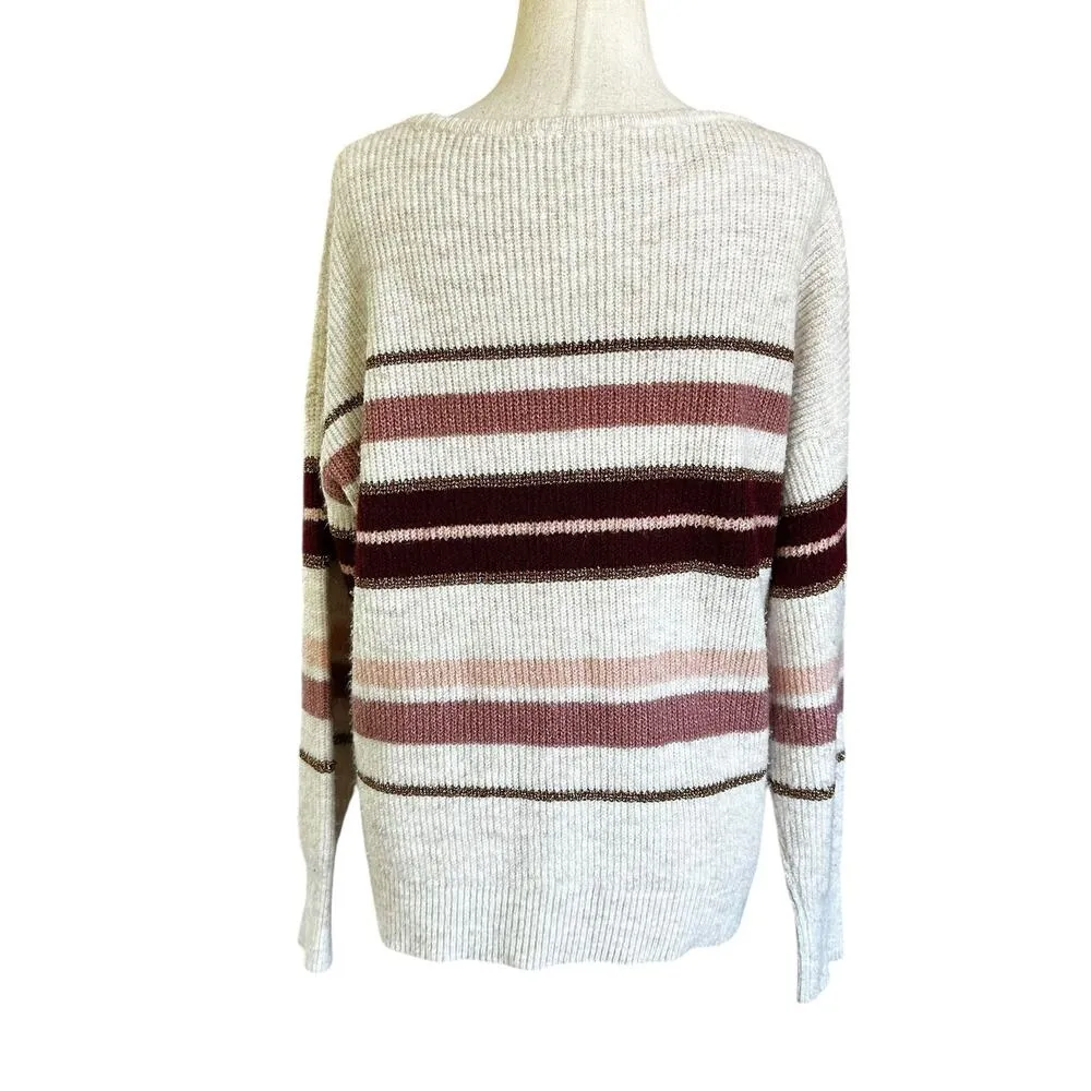 43-17 Skies Are Blue Multicolor Knit Striped Pullover Sweater Women Size XS - Image 2