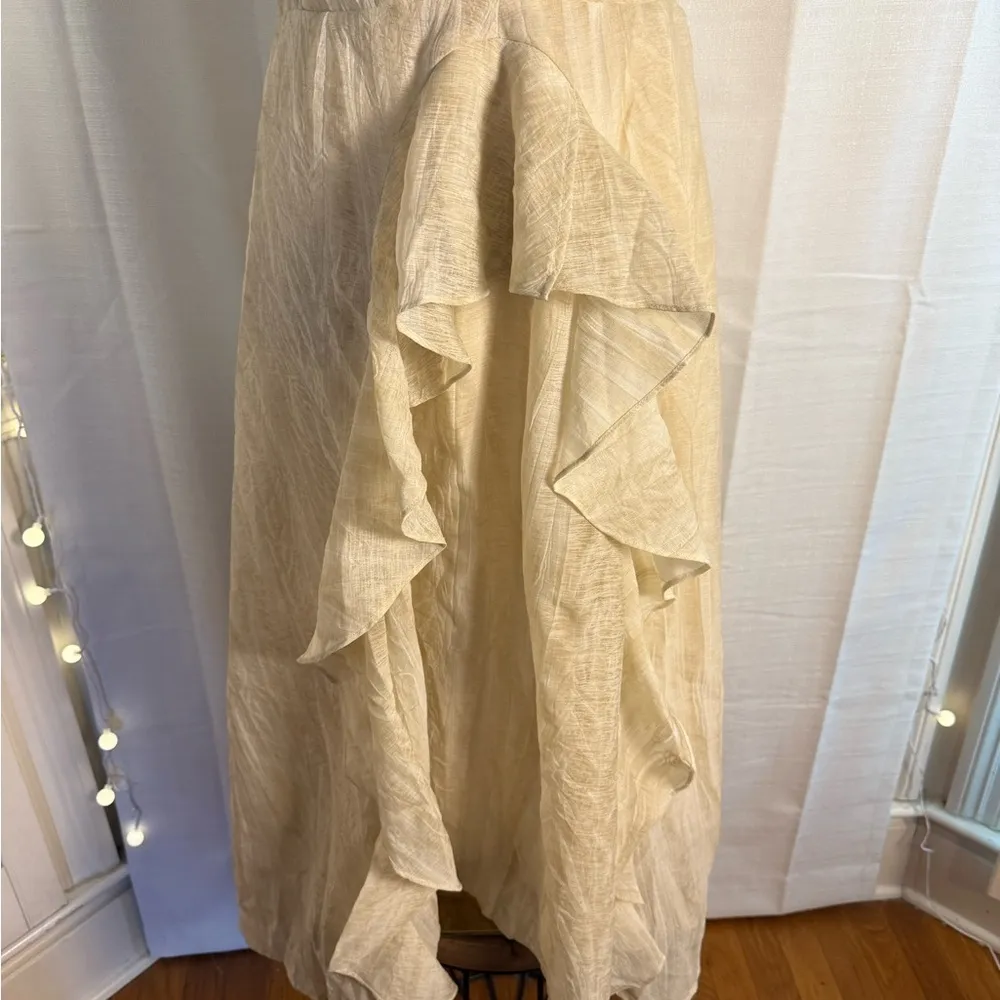 Cream Asymmetrical Ruffled Sundress for Weddings Size M - Image 3