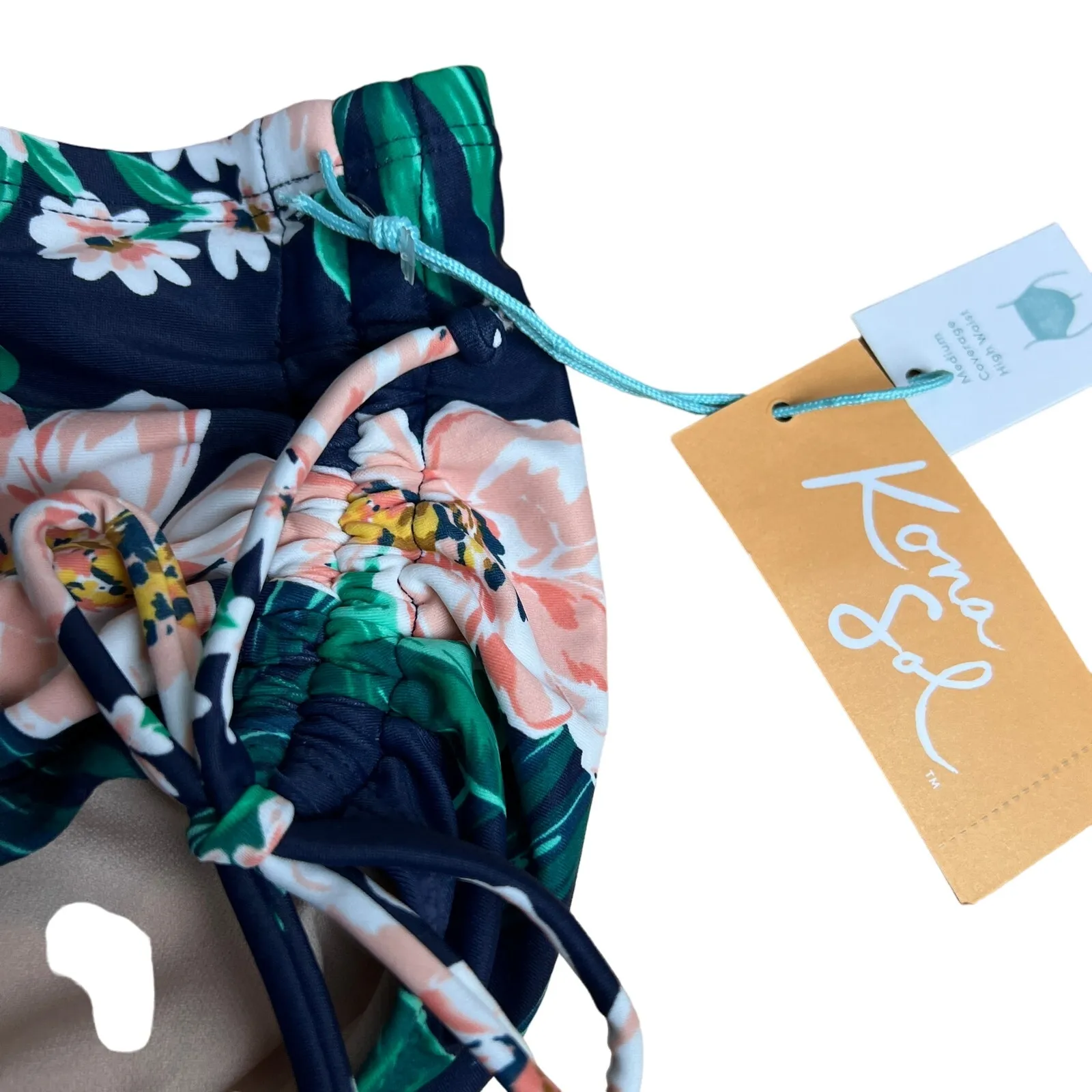 Kona Sol Women's Plus Size Shirred Side-Tie Sea Breeze Bikini Bottom - 14W - NWT - Image 2