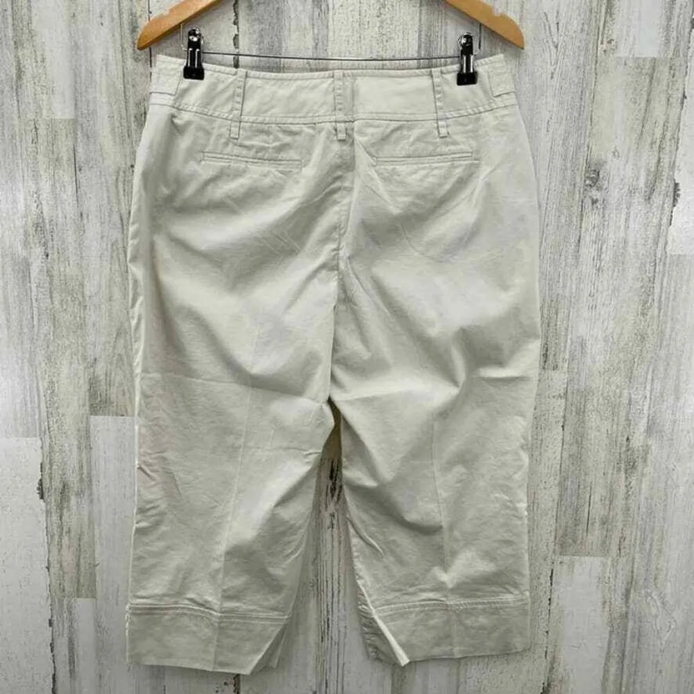 Ann Taylor LOFT Julie Capri Khaki Pants Womens 10 Pockets Button Detail on Cuffs Tan - Image 4