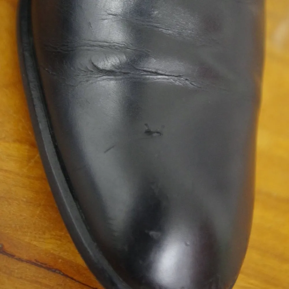 Salvatore Ferragamo Black Leather Buckle Heeled Zip UP Boots Size 8.5 4A - Image 7