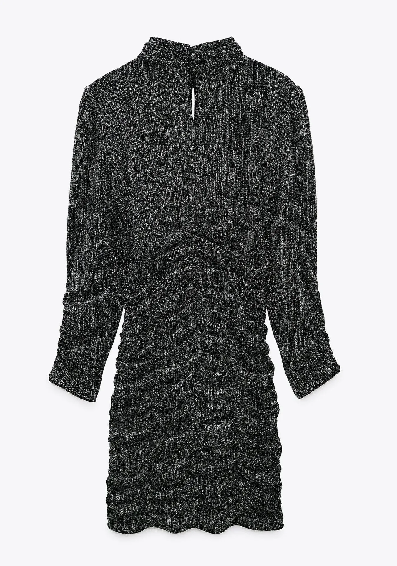 Black Silver Metallic Thread Bodycon Dress - Image 3