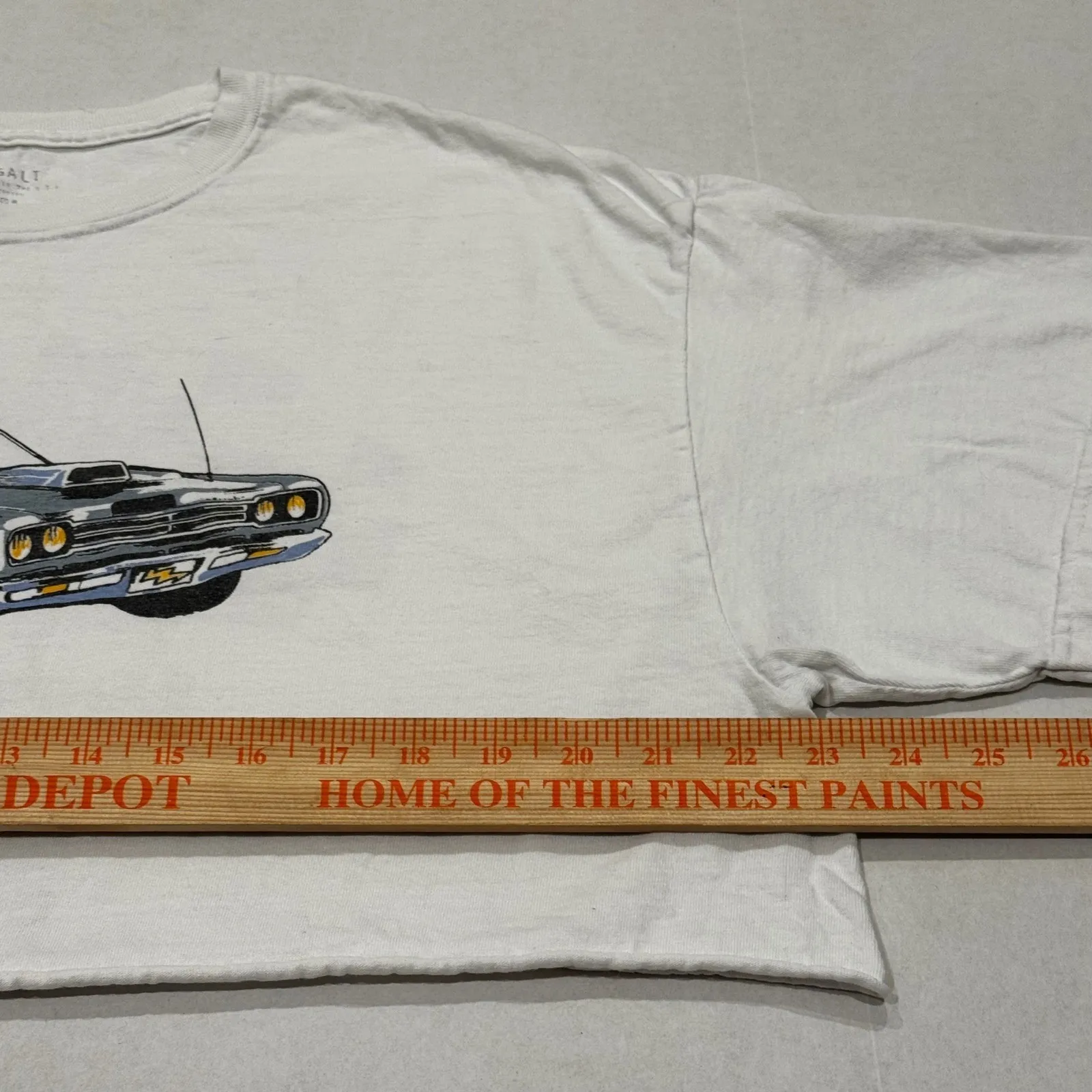 J Galt Cropped T Shirt Graphic Motor Show Car Print Women One Size White - Image 4