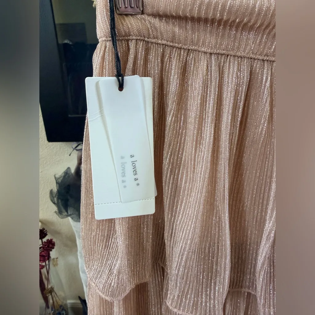 A loves A  Metallic Chiffon Bodre skirt - Image 5