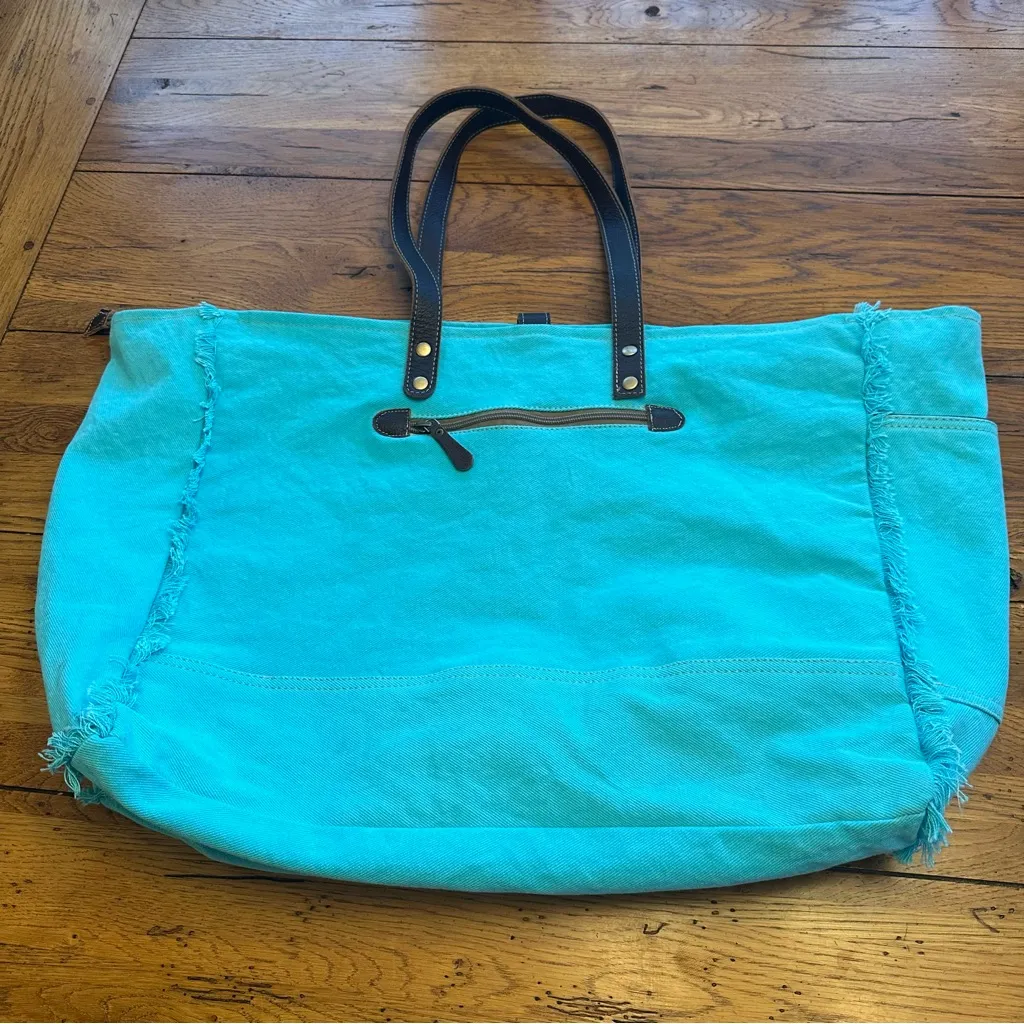 Myra XL Weekender Bag Tote Teal Blue - Image 8