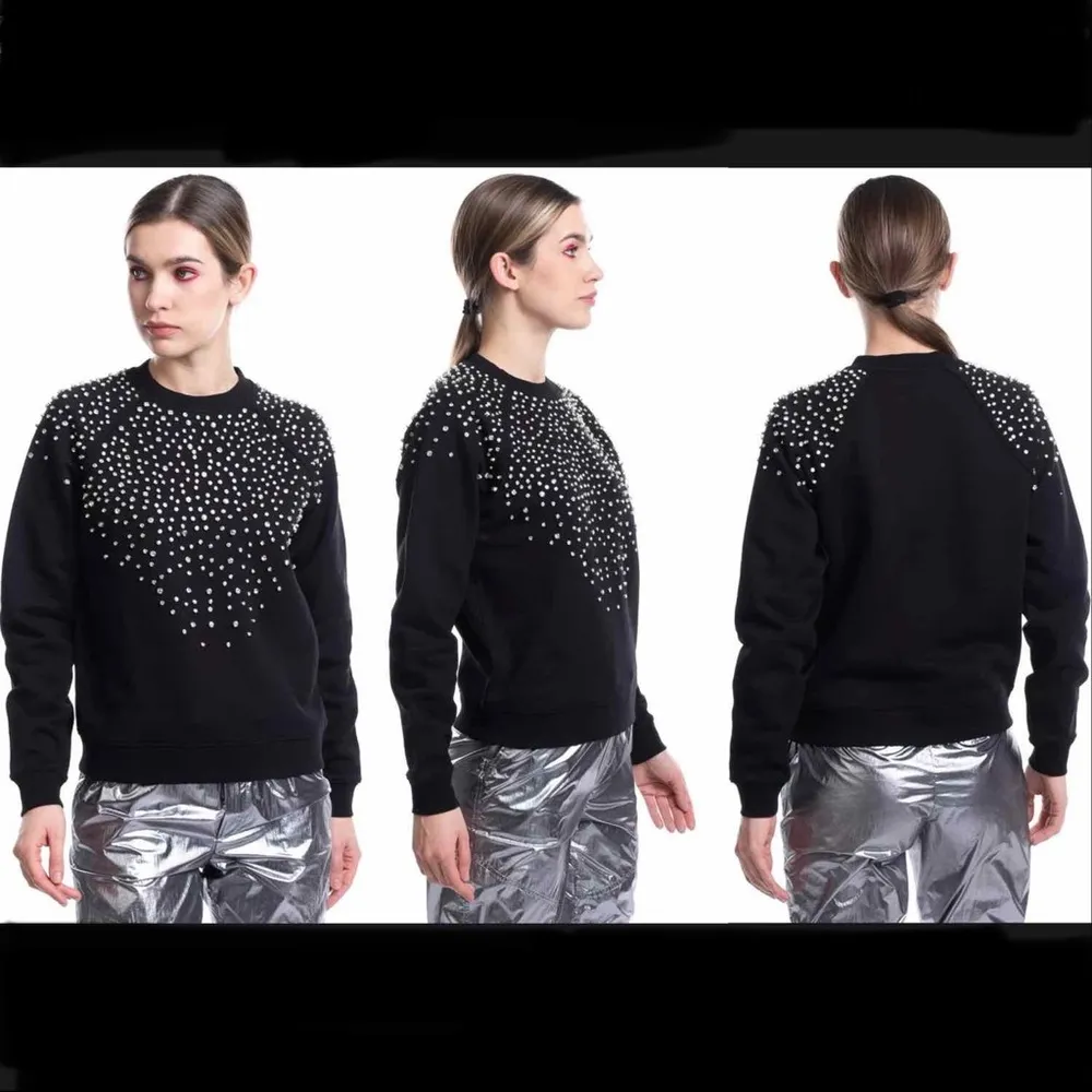 Ba&sh Cheek Noir Rhinestone Crewneck Sweatshirt, Black, Size M - Image 4