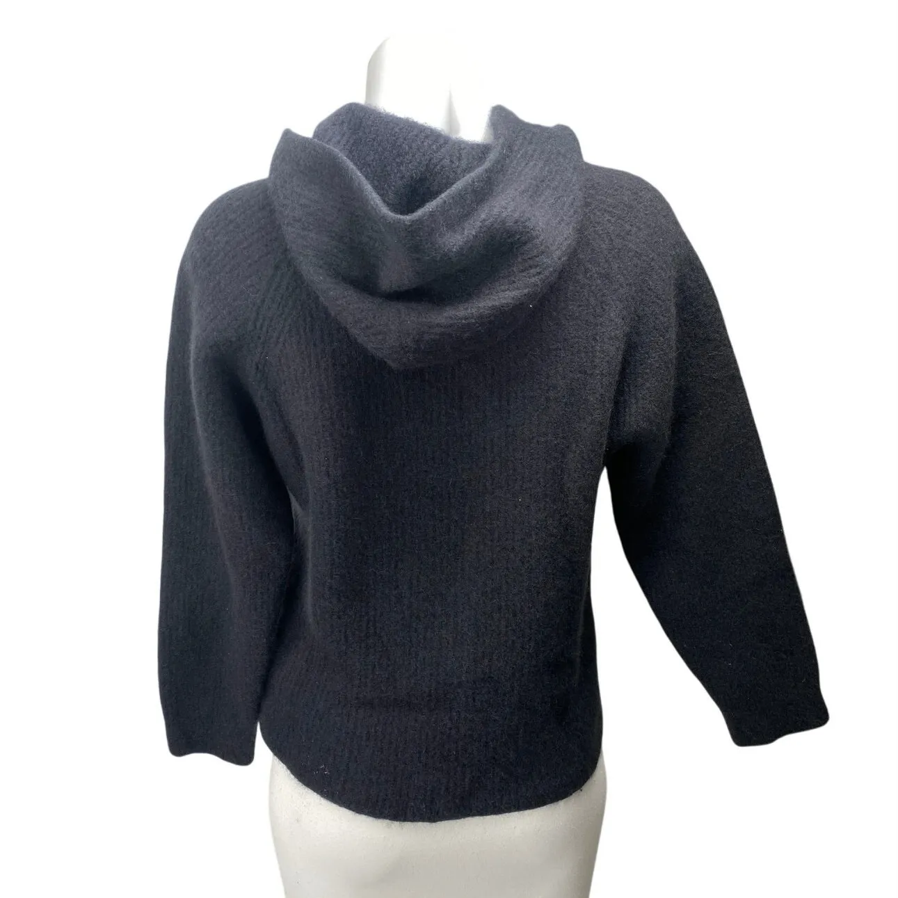 James Perse Women's Black 100% Cashmere Knit Hoodie Hooded Sweater Top Size 3 - Image 2