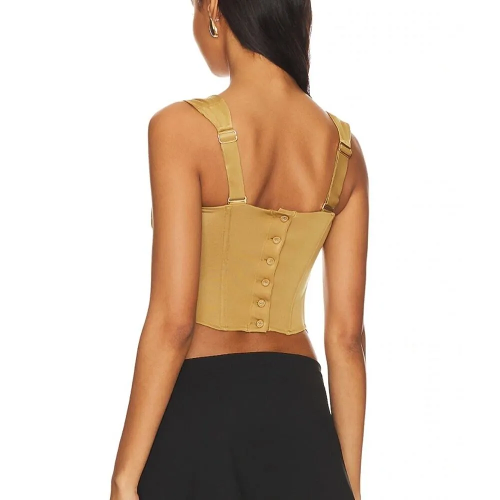 HAH X FREE PEOPLE Boned Crop Top Sz XL Bustier Fairy Preppy Coquette Holiday NWT Tan - Image 7