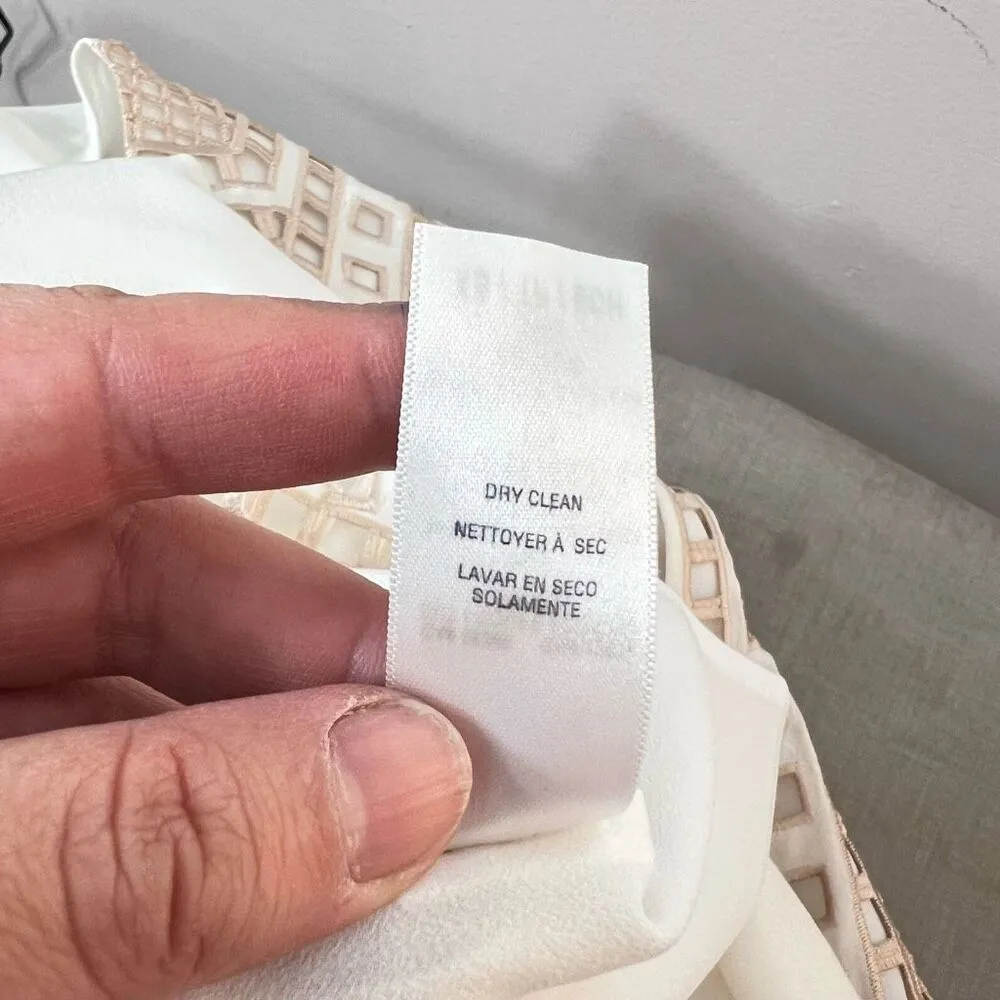 Ella Moss Ivory White 100% Silk Embroidered Sleeveless Shift Dress Size XS - Image 11