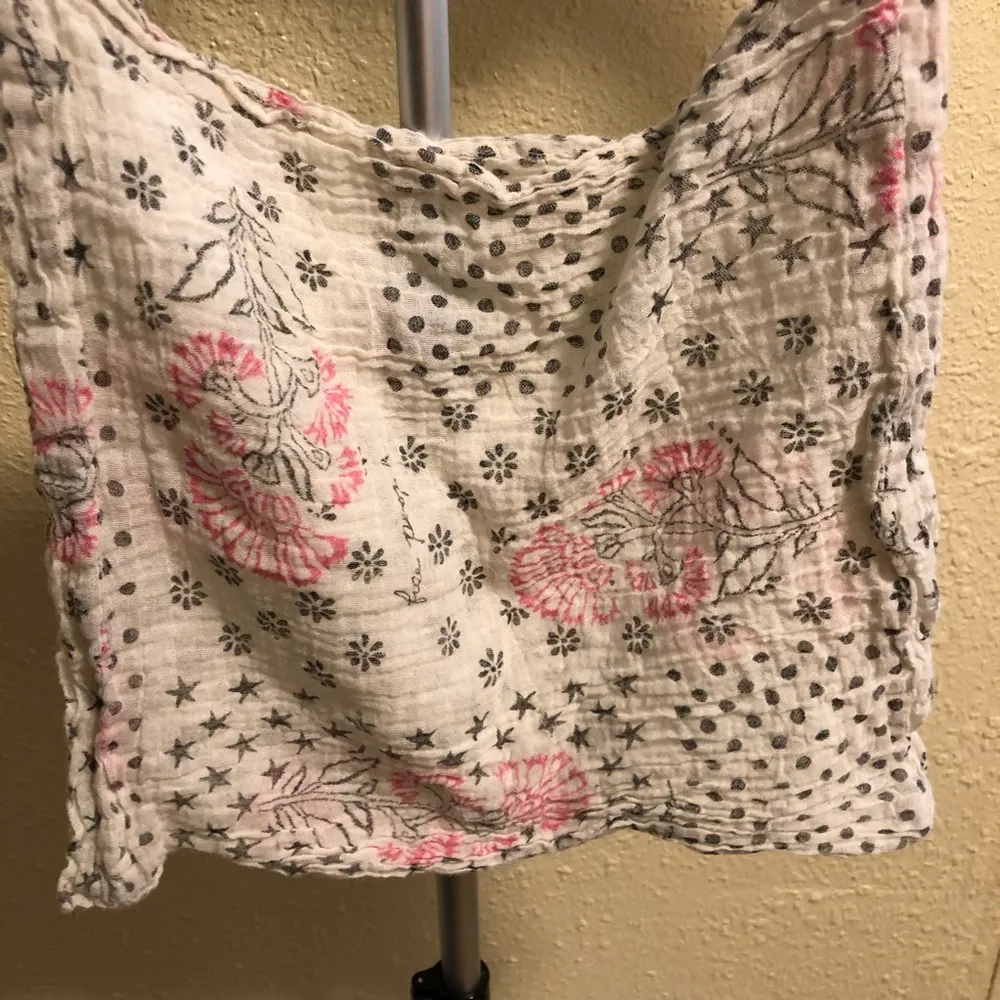 Free People Lightweight Canvas Floral Printed Tote Reusable Shopping Bag - Image 2