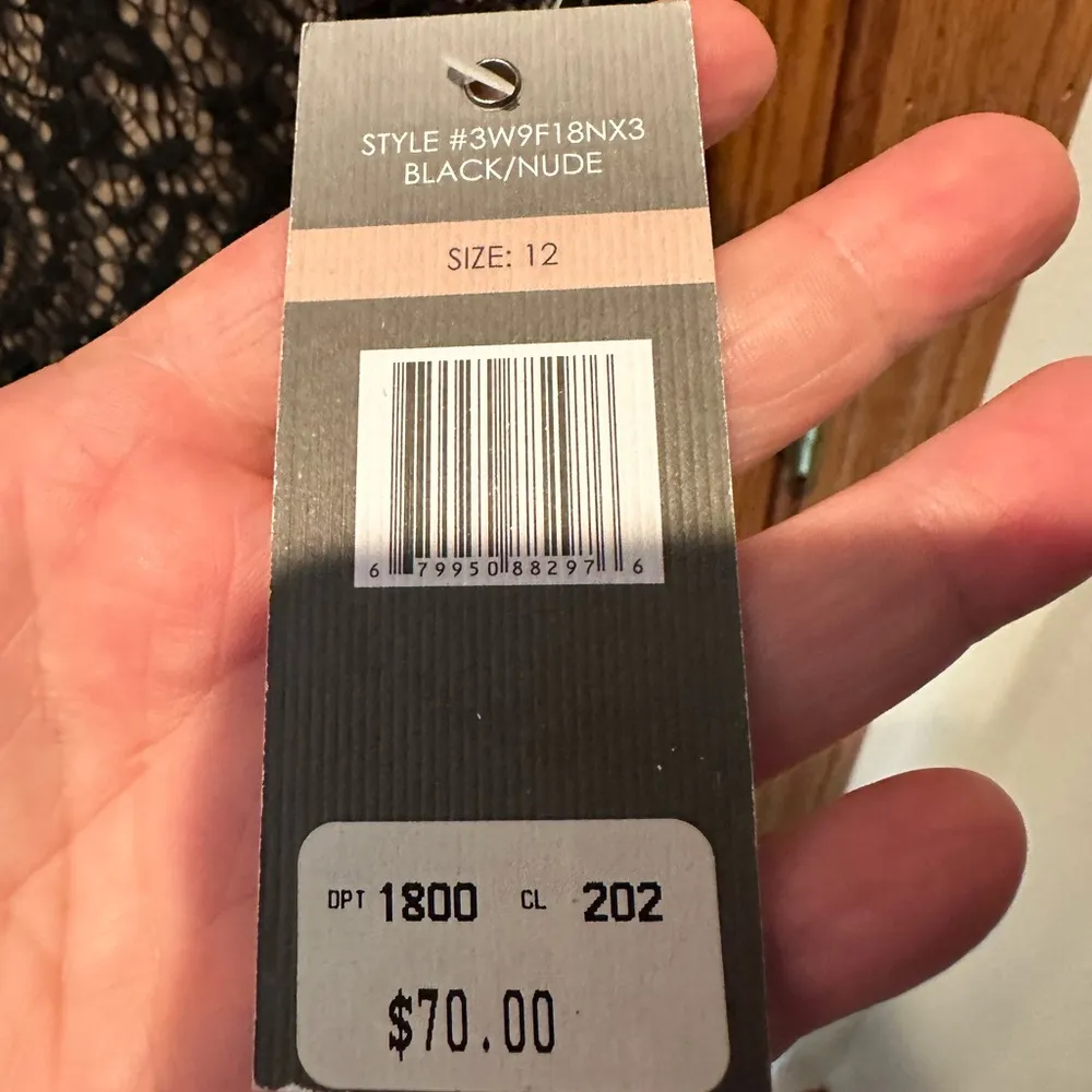 Sharagano Black Lace Dress Size 12 New NWT Paisley Flapper Nude Lining - Image 4