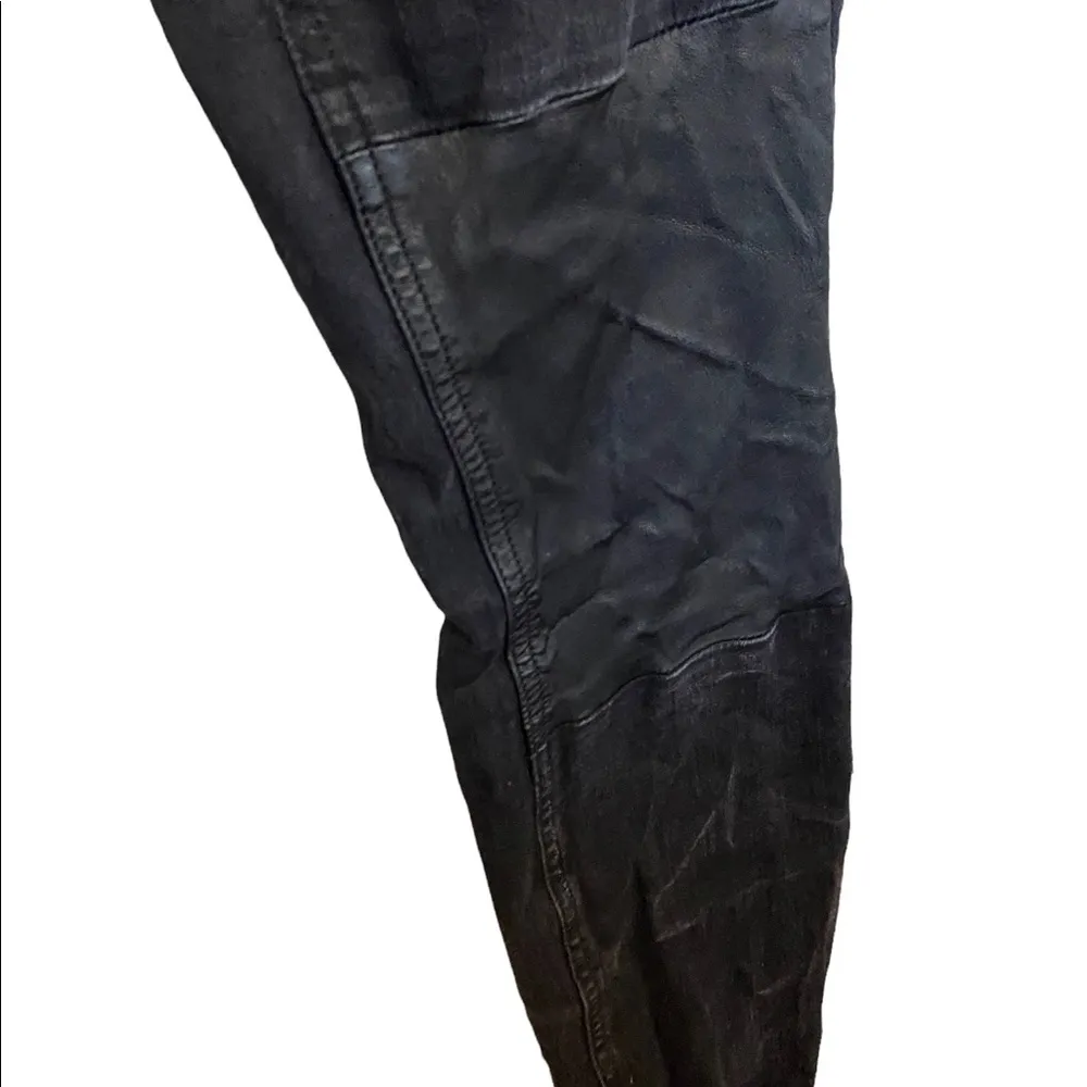 Madewell Skinny Skinny zip ankle faded black w/leather knees and zipper size 29. - Image 3