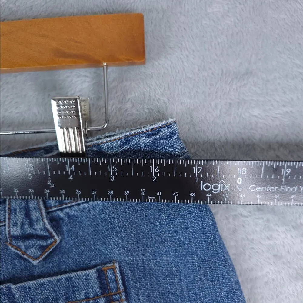 Venezia Jeans Shorts Womens 14 Blue Mid Rise Lace Up Cotton Denim Medium Wash - Image 5