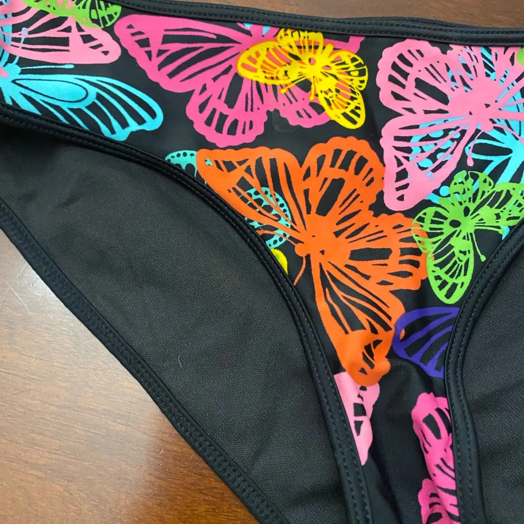 Joe Boxer Womens Bikini Swim Suit Bottoms Only S Bright Butterflies Print NWT - Image 2