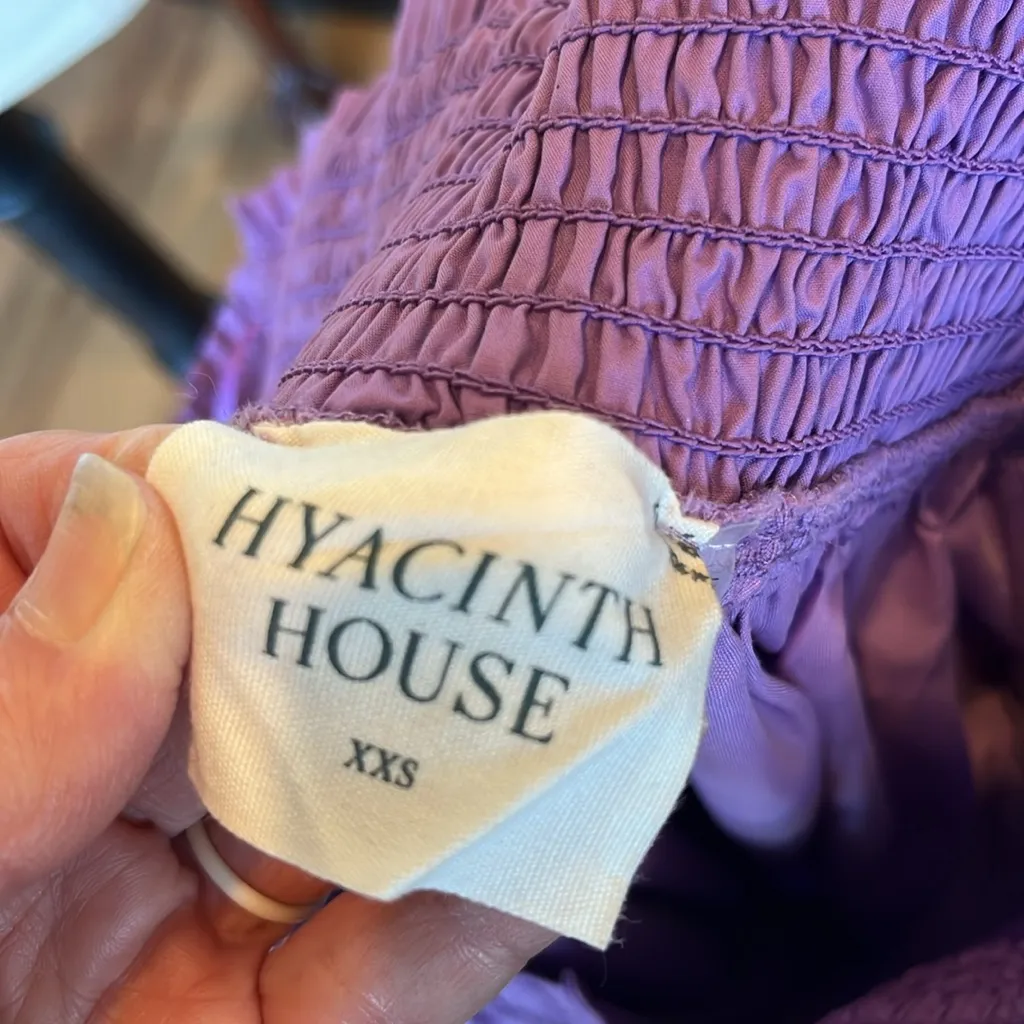 Hyacinth House Purple Cotton Midi New Ruffle Hem New Size XXS - Image 4
