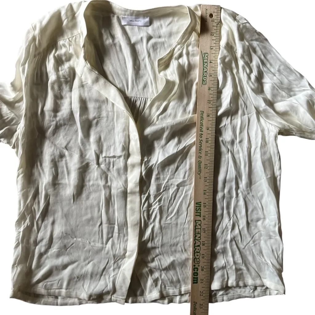 Sita Murt Chic Cream Button Down Shirt for Women‎ Office Business Casual Size M White Size M - Image 7