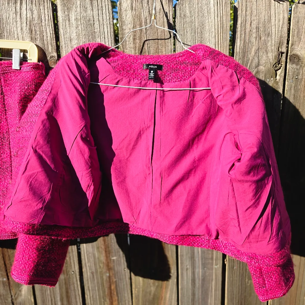 Pink Tweed Skirt Set for Women Spring Autumn New Large 2 Pieces - Image 13