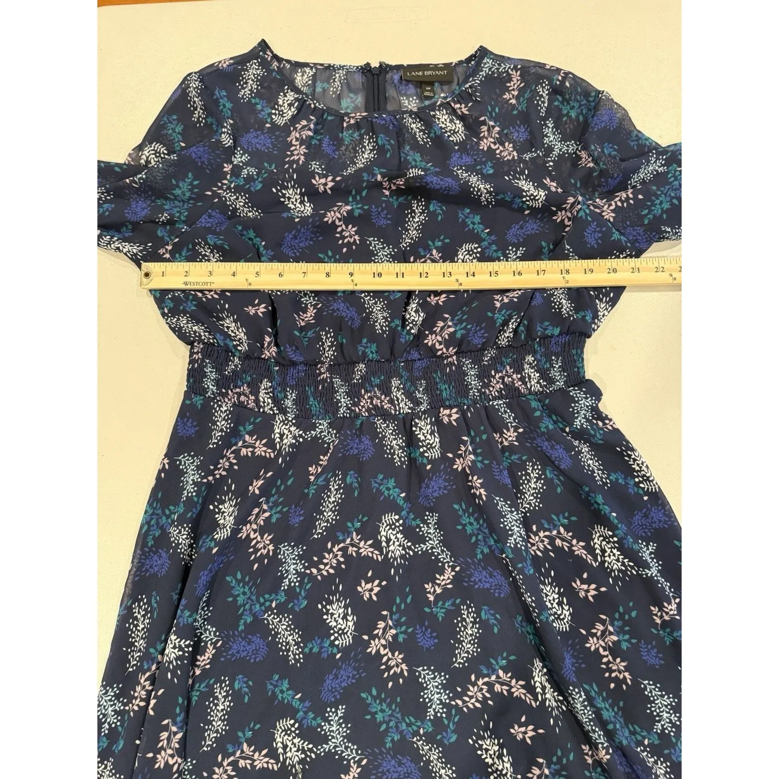 Lane Bryant Dress Womens 14P Floral Fit & Flare Lined 3/4 Sleeve Zip Party - Image 4