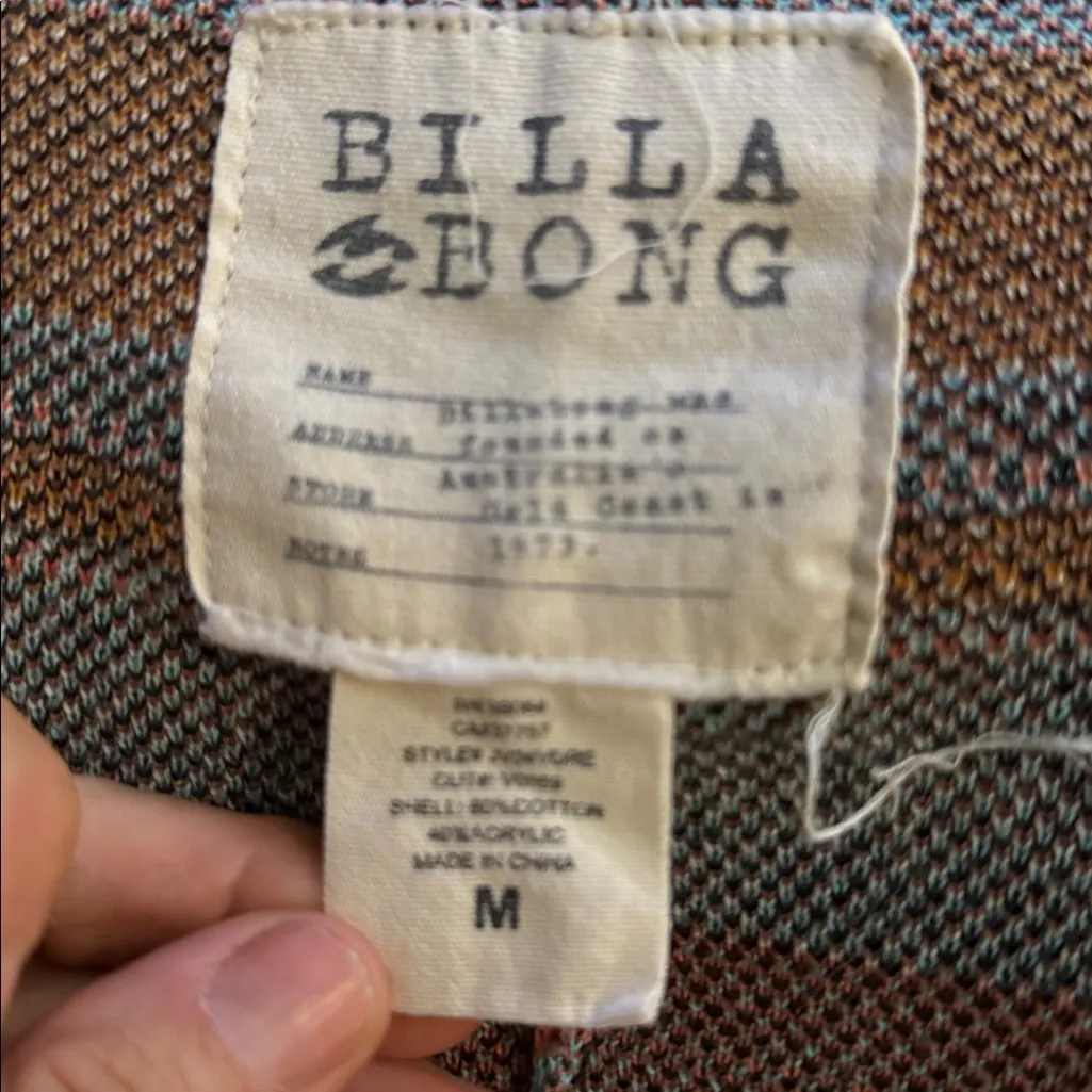 Billabong Tribal Patterned cardigan sweater wrap with Fringe size medium Black - Image 6