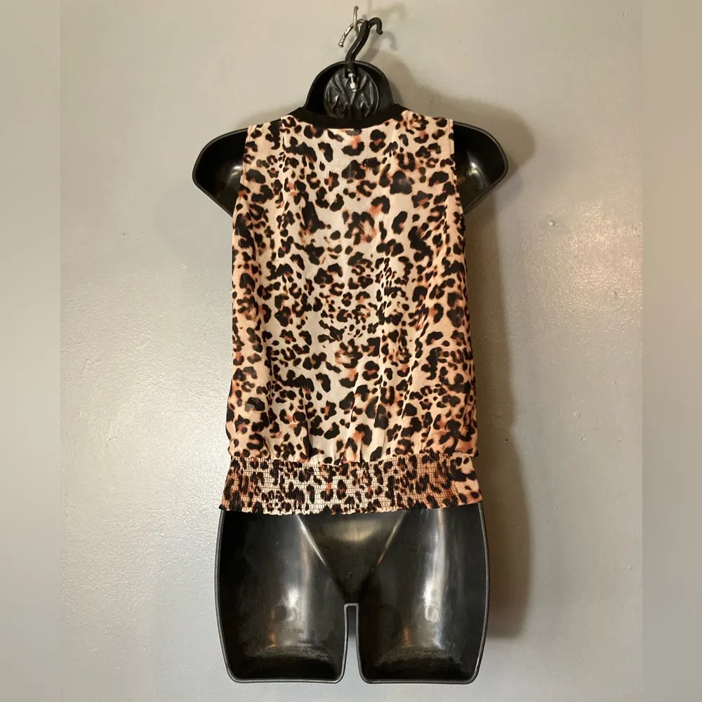 BEBE animal print sheer lace up blouse - Image 6