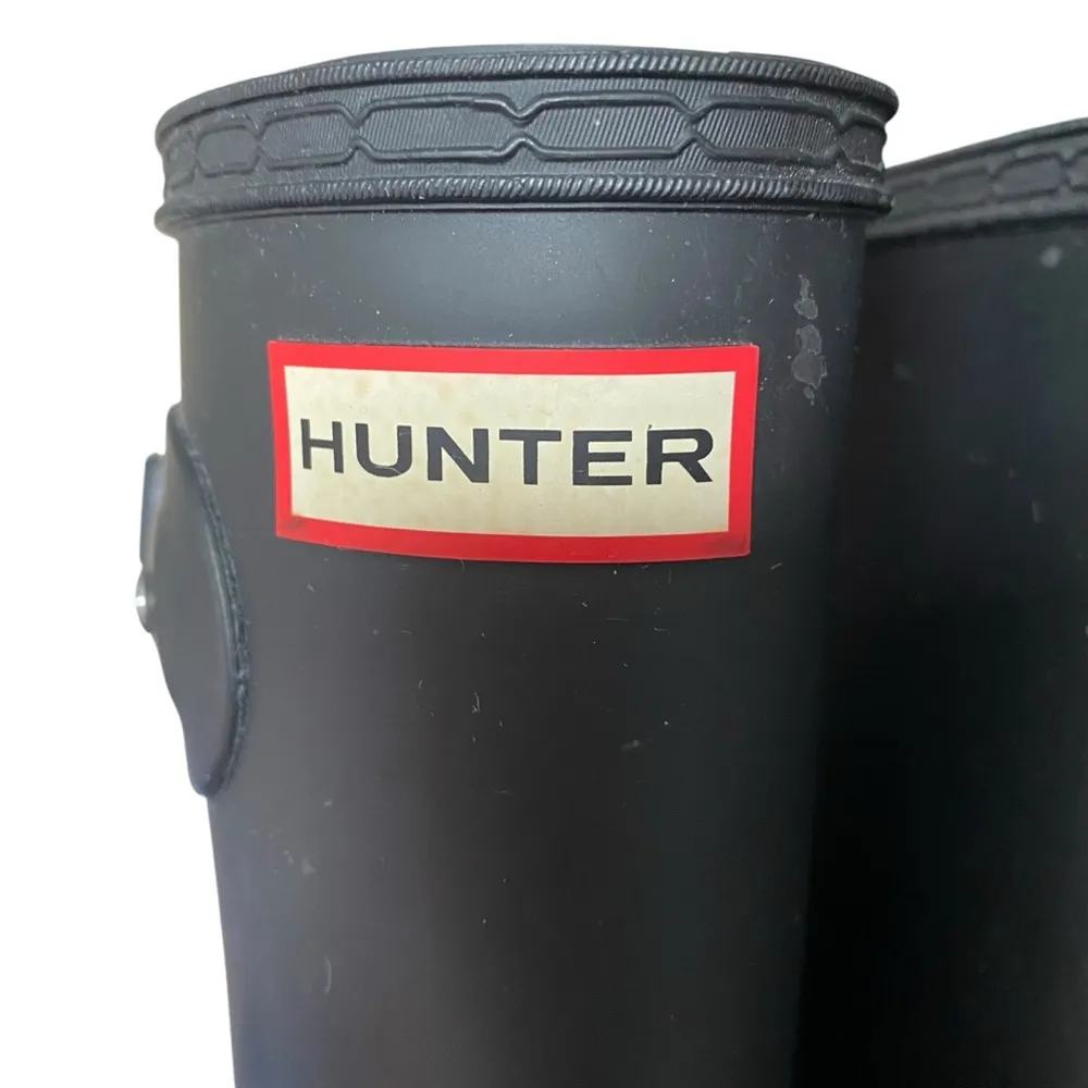 Hunter  Matte Black Tall Knee Rubber Boots size 9 - Image 6