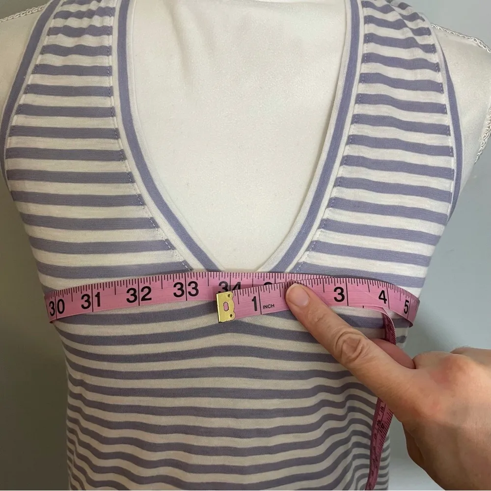 NWT  Warhol Periwinkle White Stripe V-Neck Sleeveless Tank Top Shirt New - Image 5