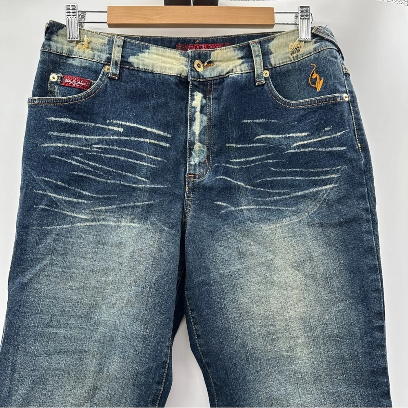 Baby Phat Y2K Dark Acid Wash High‎ Rise Straight Leg Cropped Jeans Size 14 - Image 2