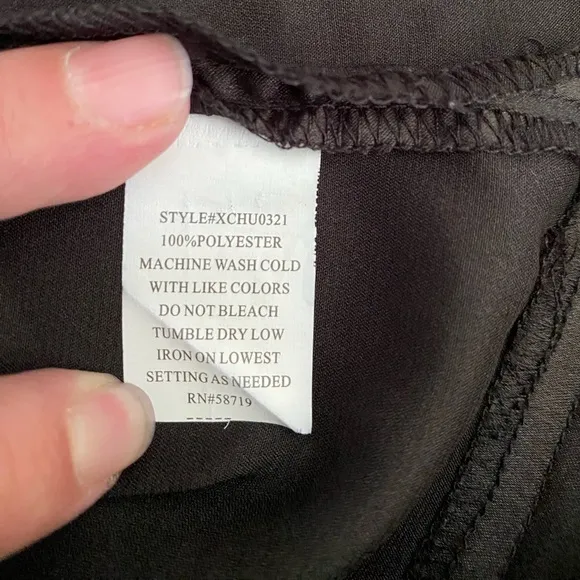 Ny Collection  Black One Shoulder Satin Ruffle Evening‎ Top Sz M - Image 6