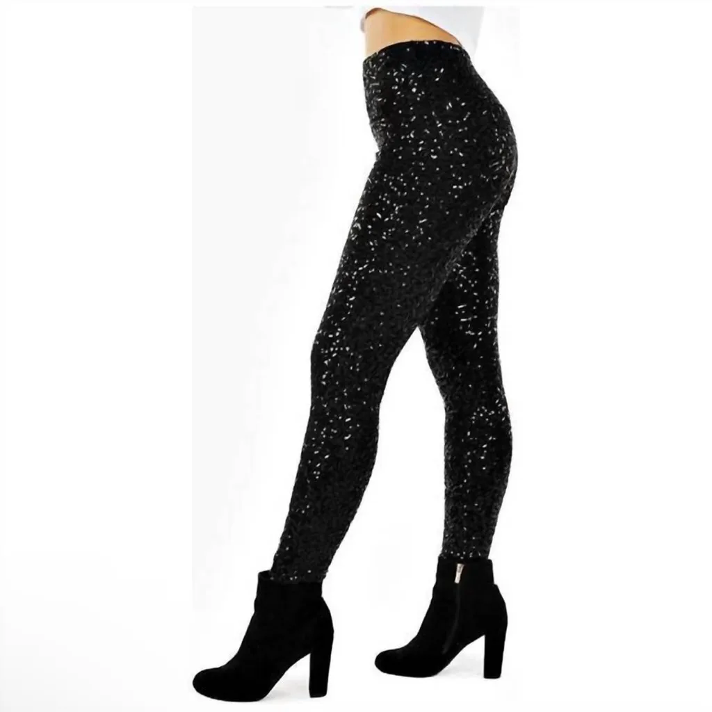 Tipsy Elves Sequin High Waisted Leggings - Black - S - Image 2