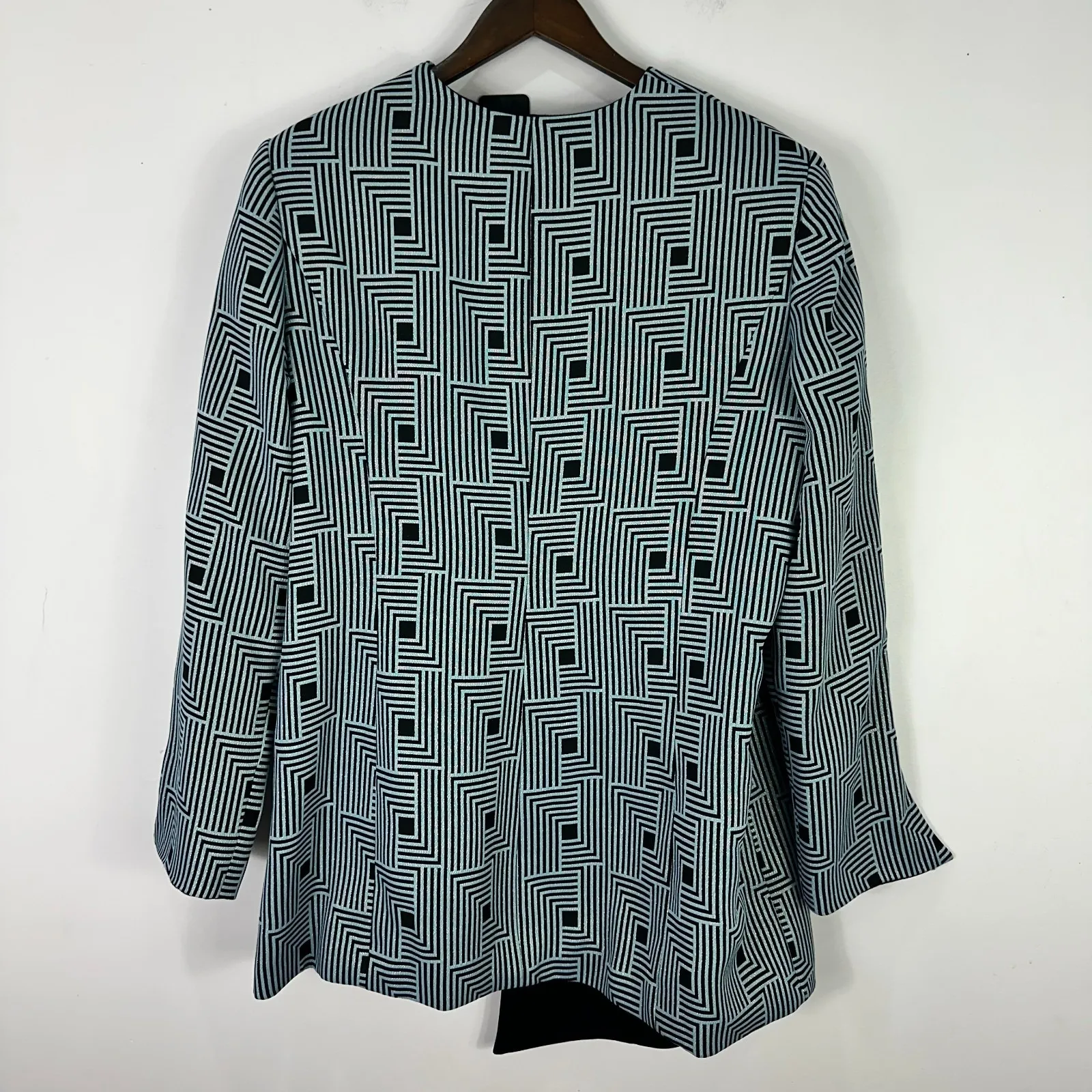 Clara‎ Clara by Vinette Blazer 18 Green Geometric Mod Retro Statement Jacket Art - Image 7