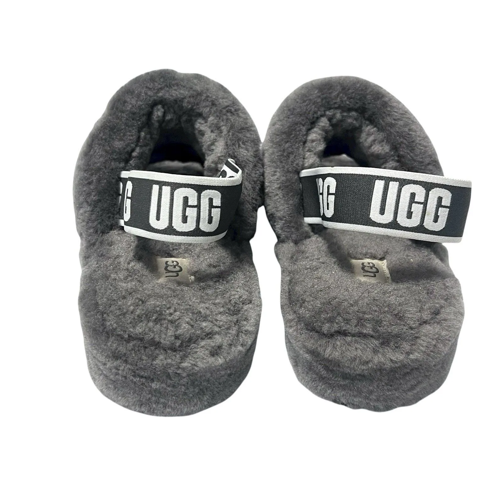 UGG Fluff Yeah Slide Fur Slippers Charcoal Grey Slingback Plush Women’s Size 11 - Image 7