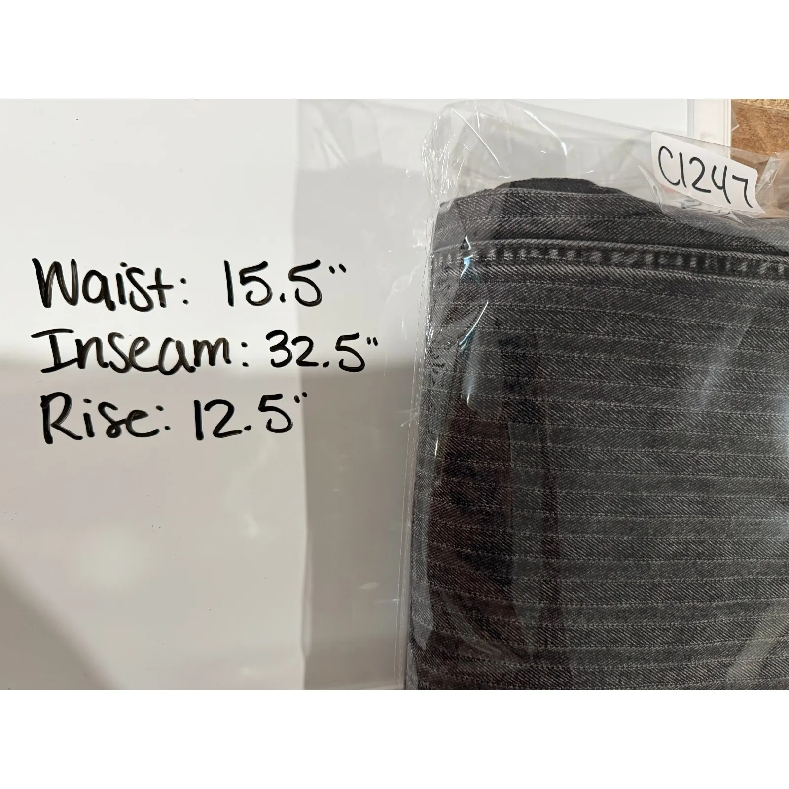 Zara Gray Striped Straight Wide Leg Jeans Women Size 6 Denim High Rise Boho - Image 5