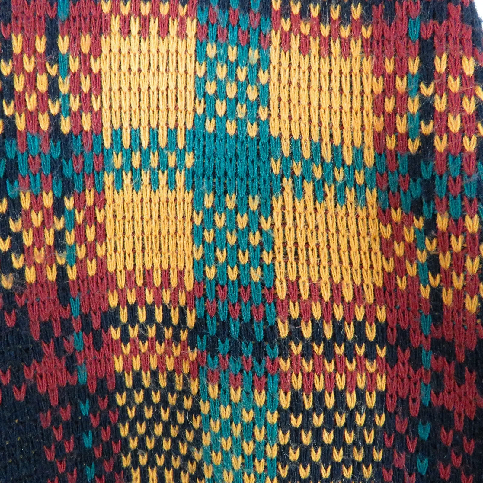 1990s SML Sport Ltd. Multicolor Tartan Plaid Chunky Knit Cardigan Sweater Medium Yellow - Image 6