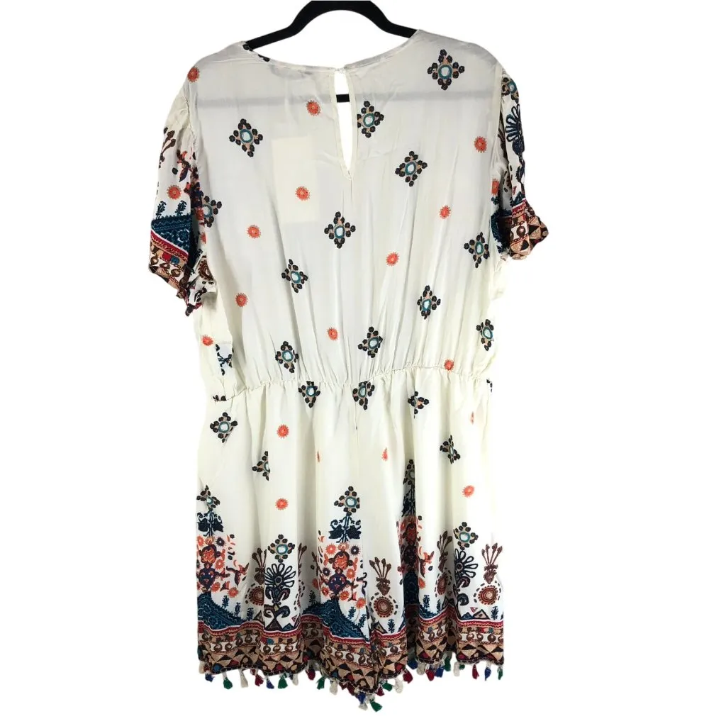 Bloomchic Bandana Print Trim Ruffles Sleeve Pocket Wrap Jumpsuit Ivory 18 - Image 4