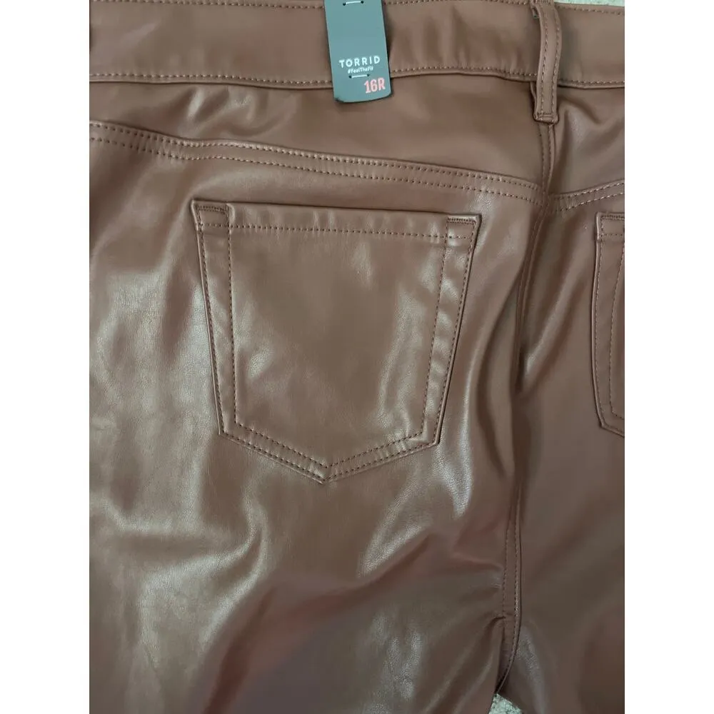 Torrid Plus Size Perfect Skinny Vegan Leather Mid Rise Pant in Root Beer Size 16 - Image 12
