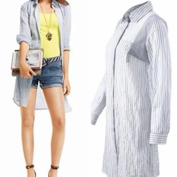 CAbi Button Down Striped Long Sleeve Shirt Dress Size Medium - Image 2