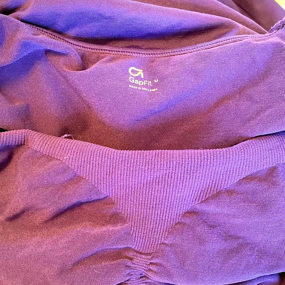 Fit|| Purple tank with decorative side stitching and built in bra. - Image 7