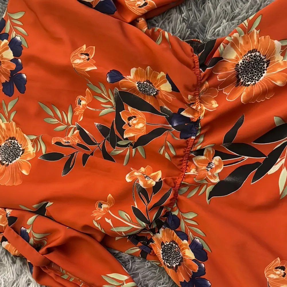 RD KoKo Orange Bell Sleeve Wrap Blouse Size M - Image 4