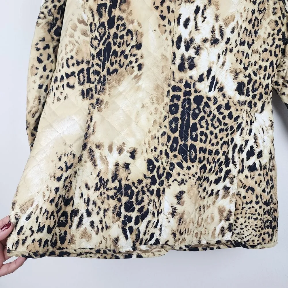 Dana Buchman Quilted Jacket Animal Print Leopard Lightweight Blazer Size M - Image 14