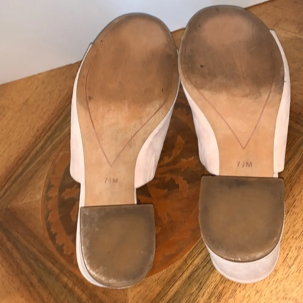 Halogen Women’s Size 7.5 Ballet Pink Suede Mules Open Toe Shoes Block Heel - Image 9