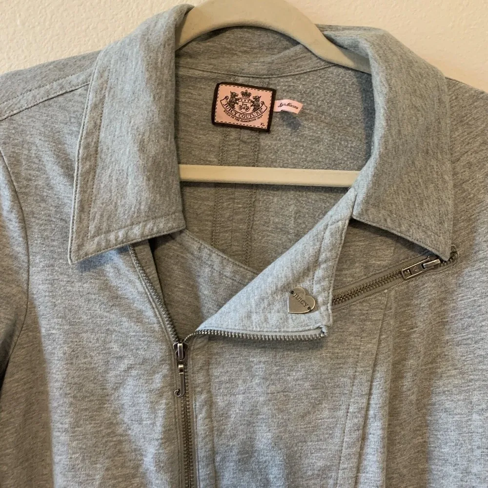 Juicy Couture Womens Size XL Gray Soft Moto Long Sleeve Cotton Blend Jacket - Image 2