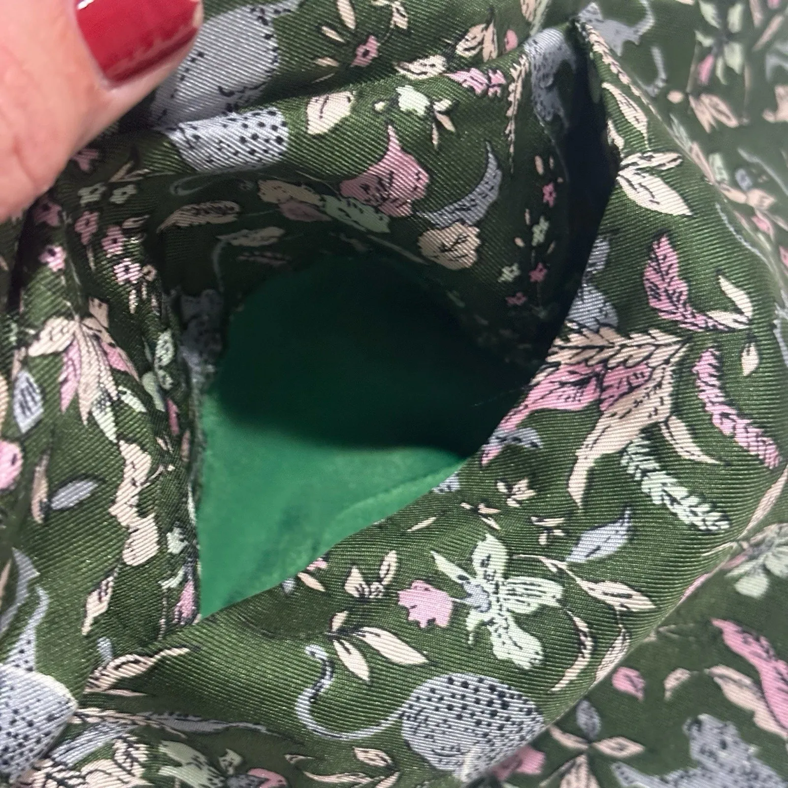 J. Crew Collection Pull On Silk Twill Pants Womens Size 0 Jungle Cat Floral Green - Image 8