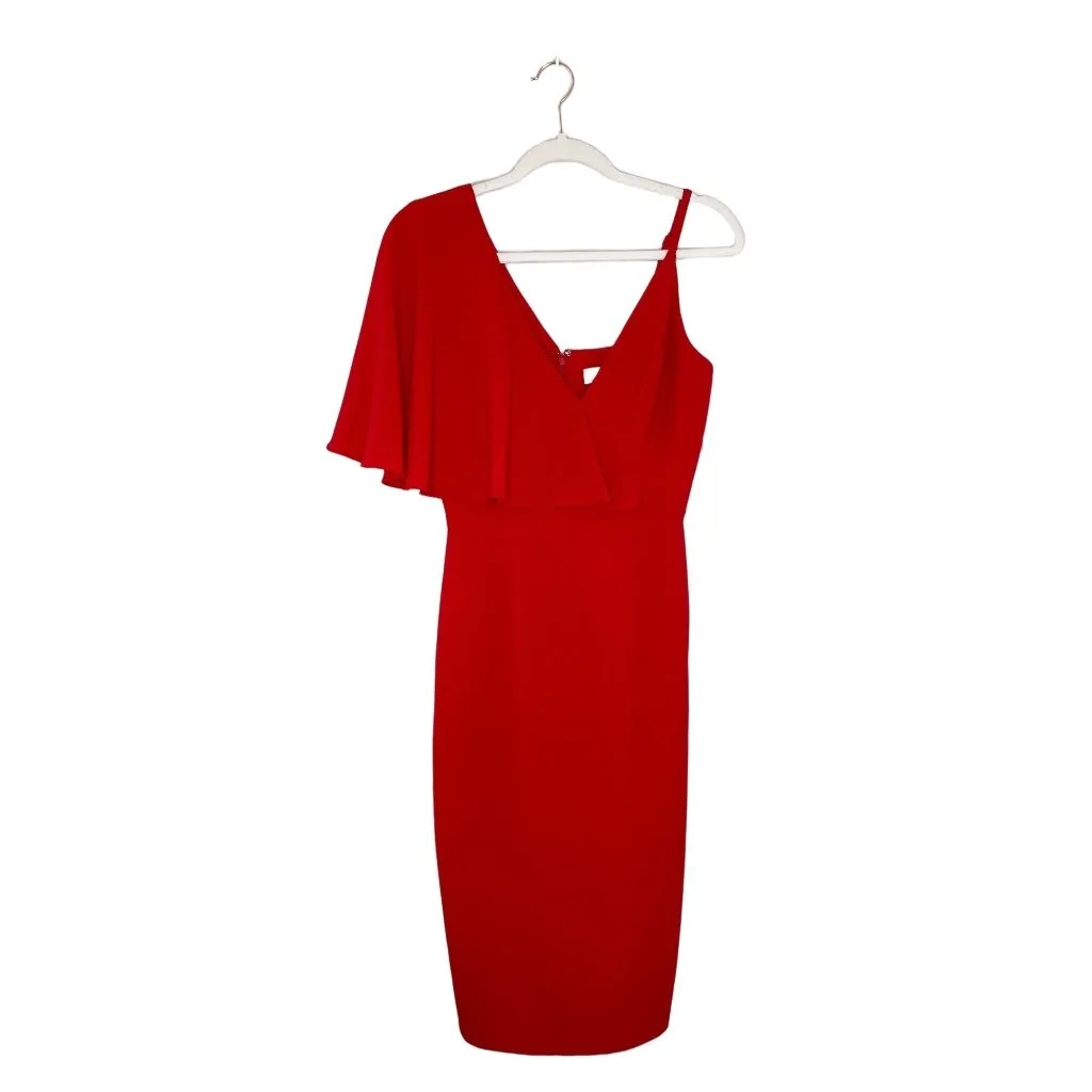 Dress the Population Beth Ruffle Sleeve Dress Size Small Rouge Red Midi New - Image 2