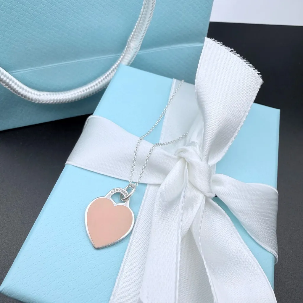 Tiffany & Co. Return to Tiffany Heart Tag Necklace Pendant Blush Pink Enamel - Image 4