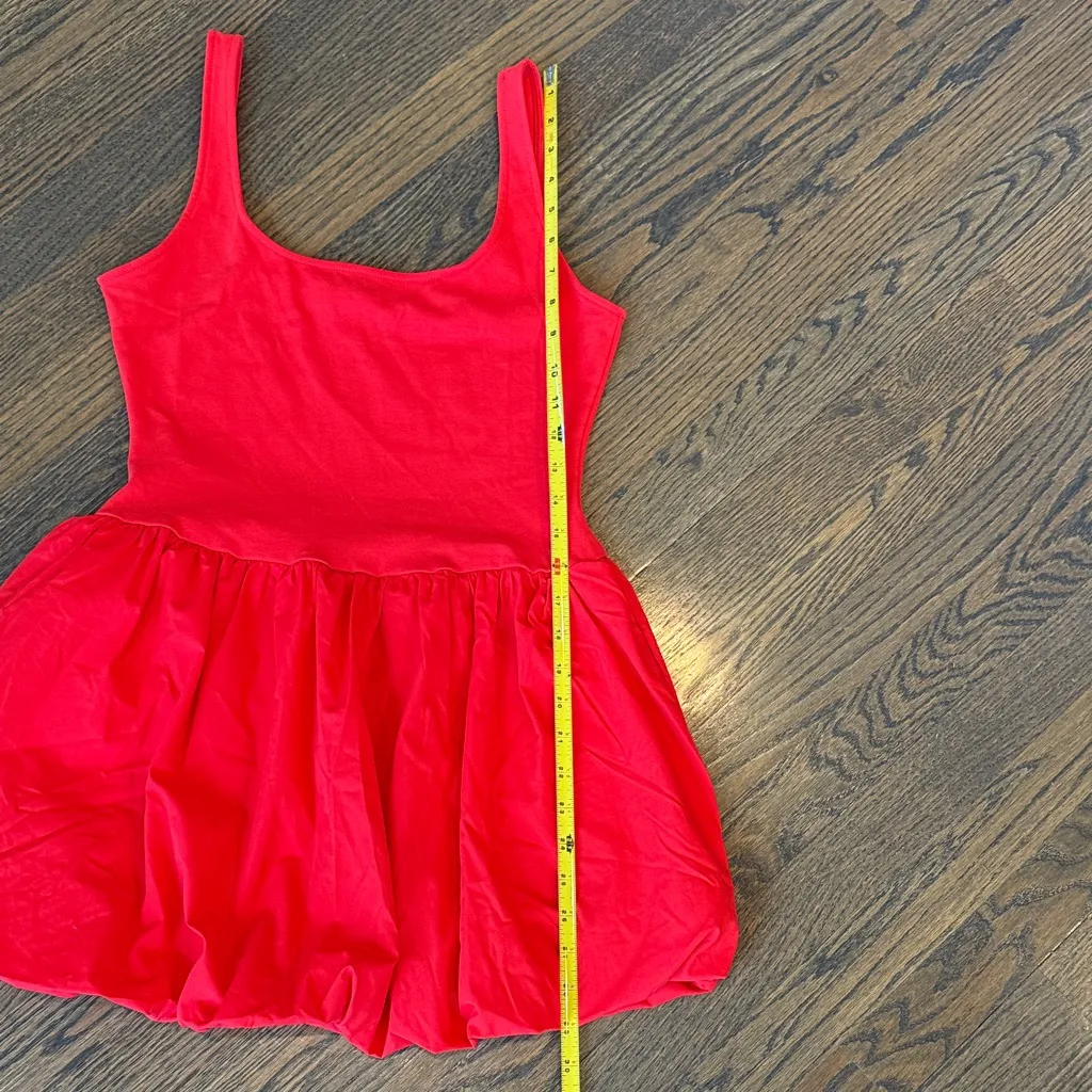 Mango Bubble Hem Tank Cotton Red Mini Dress size Small / 2 NWOT - Image 6