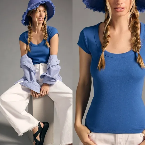 Anthropologie | Pilcro Slim Scoop-Neck Tee - Image 2