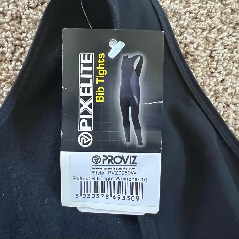 NWT Women’s Black Cycling Reflective Bib Tights with Padding Size 16 - Image 10