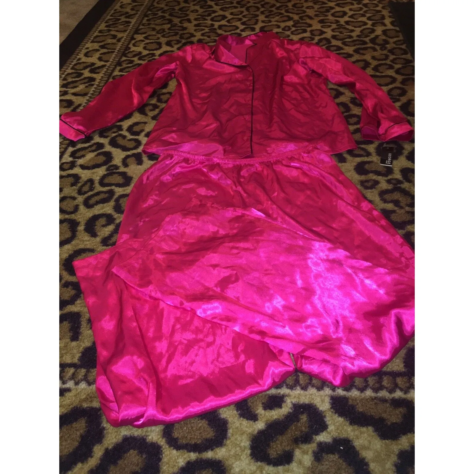 George Women's Satin 2 Piece Pajama Pant Set Top & Pants Sleep Size M 8 - Image 2